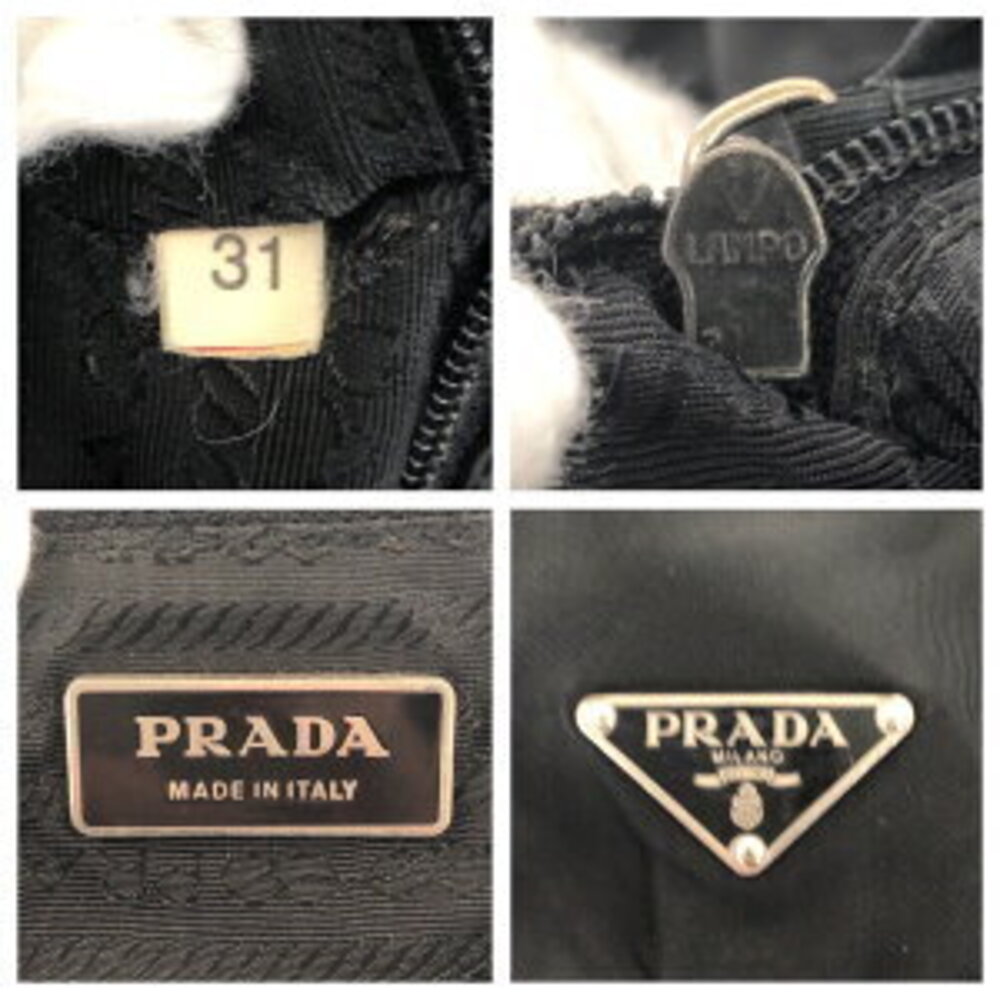 Prada daypack logo black nylon triangular leather plate Tessuto backpack - Picture 4 of 10